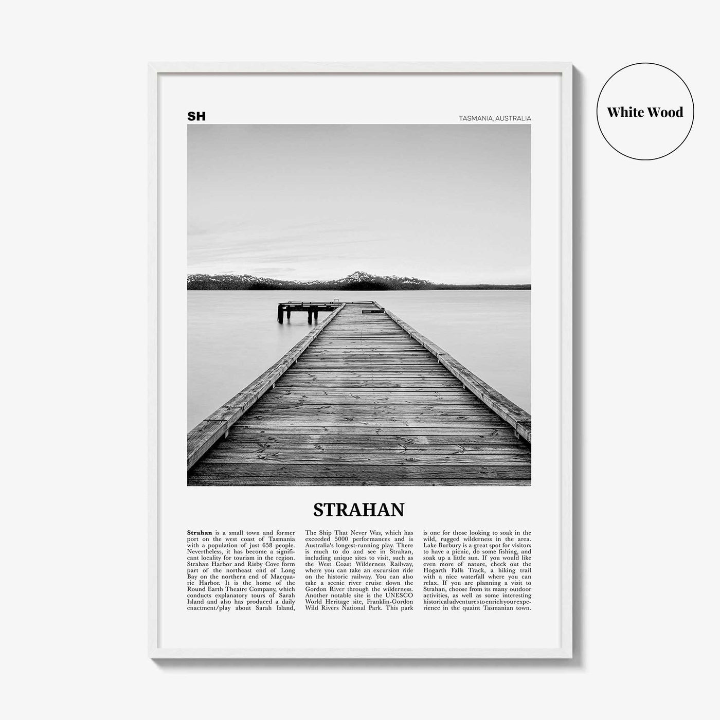 Strahan Print Black and White, Strahan Wall Art, Strahan Poster, Strahan Photo, Strahan Wall Décor, Tasmania, Australia