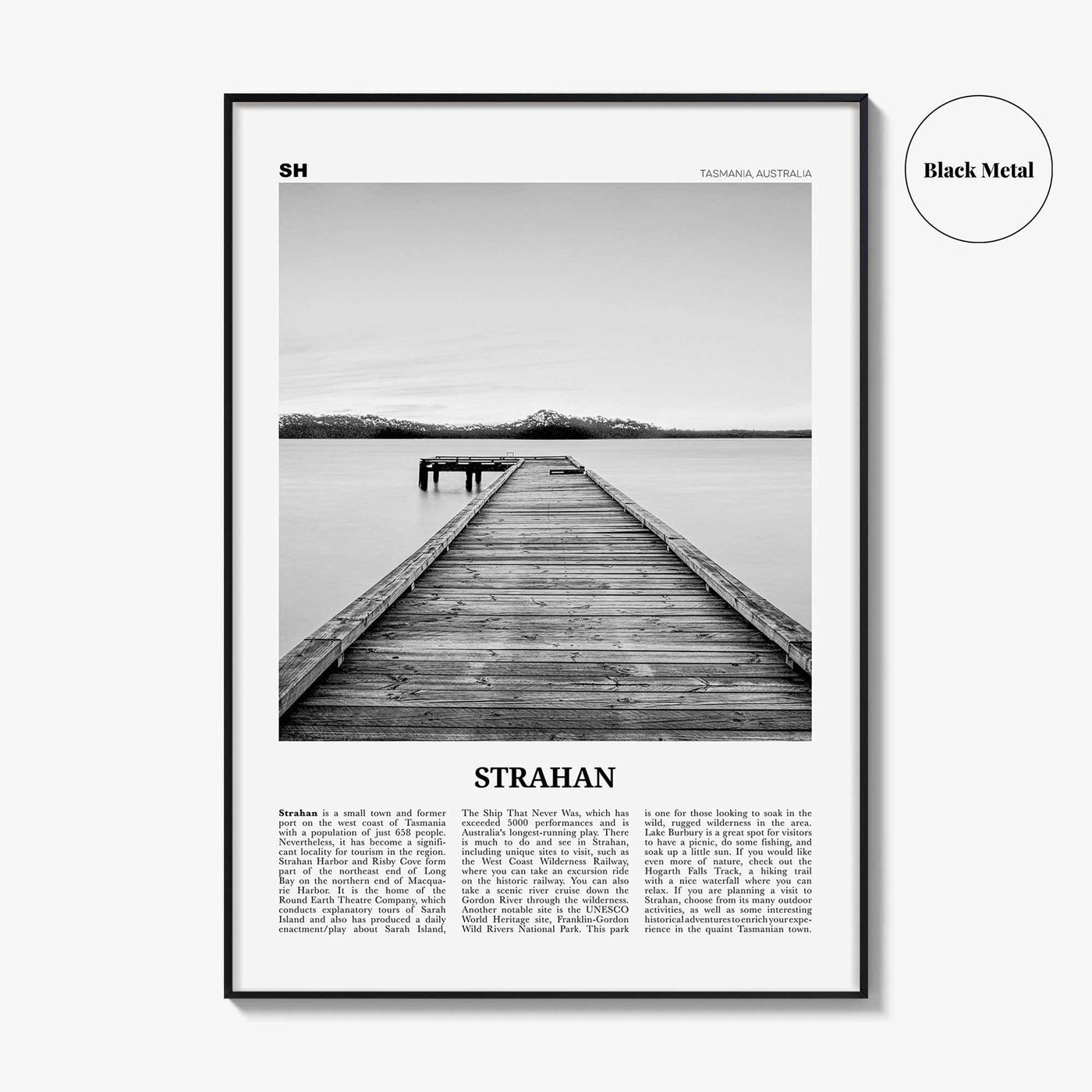 Strahan Print Black and White, Strahan Wall Art, Strahan Poster, Strahan Photo, Strahan Wall Décor, Tasmania, Australia