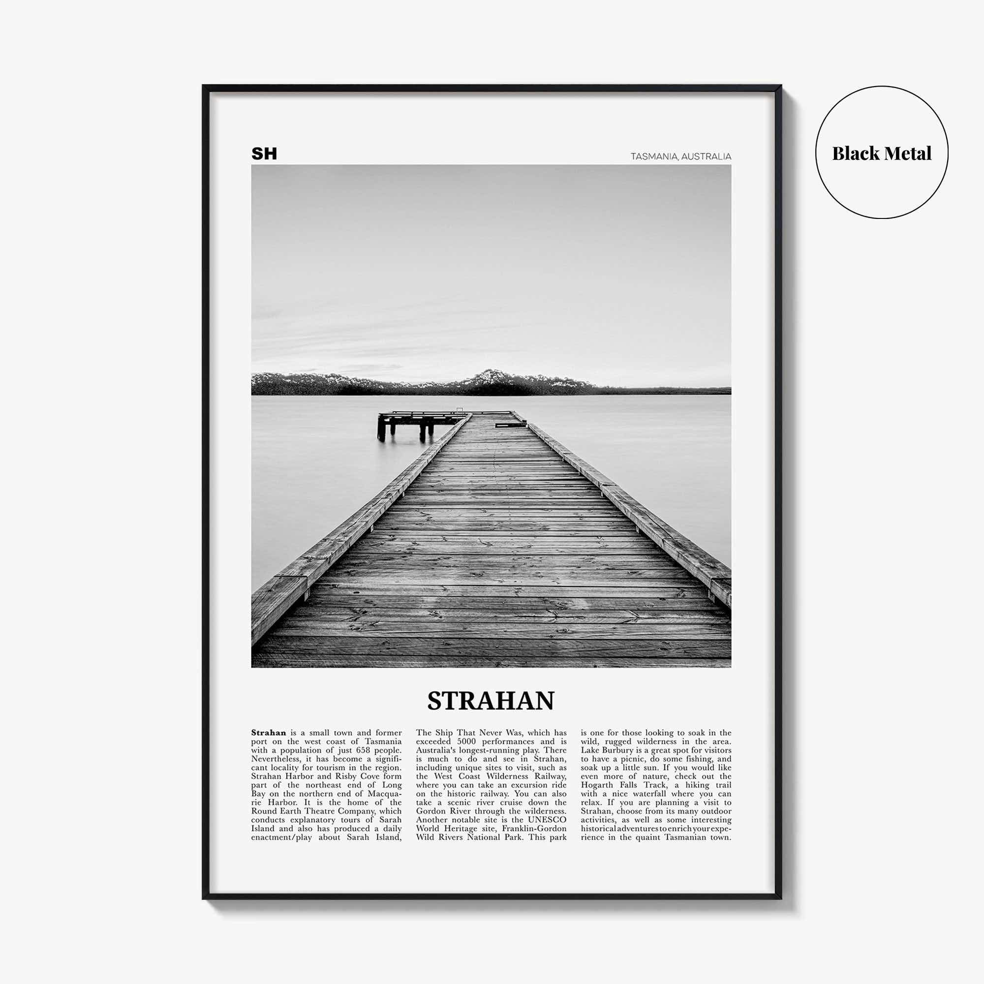 Strahan Print Black and White, Strahan Wall Art, Strahan Poster, Strahan Photo, Strahan Wall Décor, Tasmania, Australia