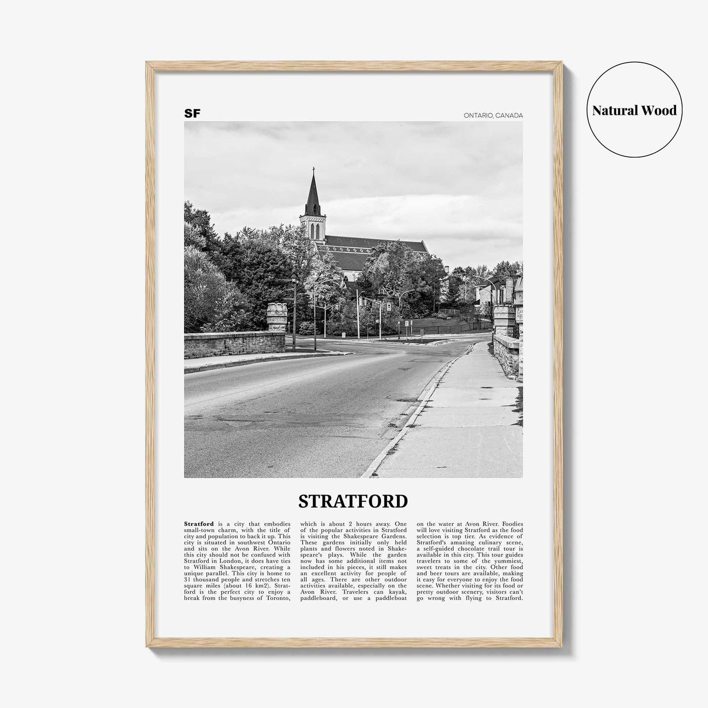 Stratford Print Black and White Canada, Stratford Wall Art, Stratford Poster, Stratford Photo, Stratford Décor Stratford Map Ontario