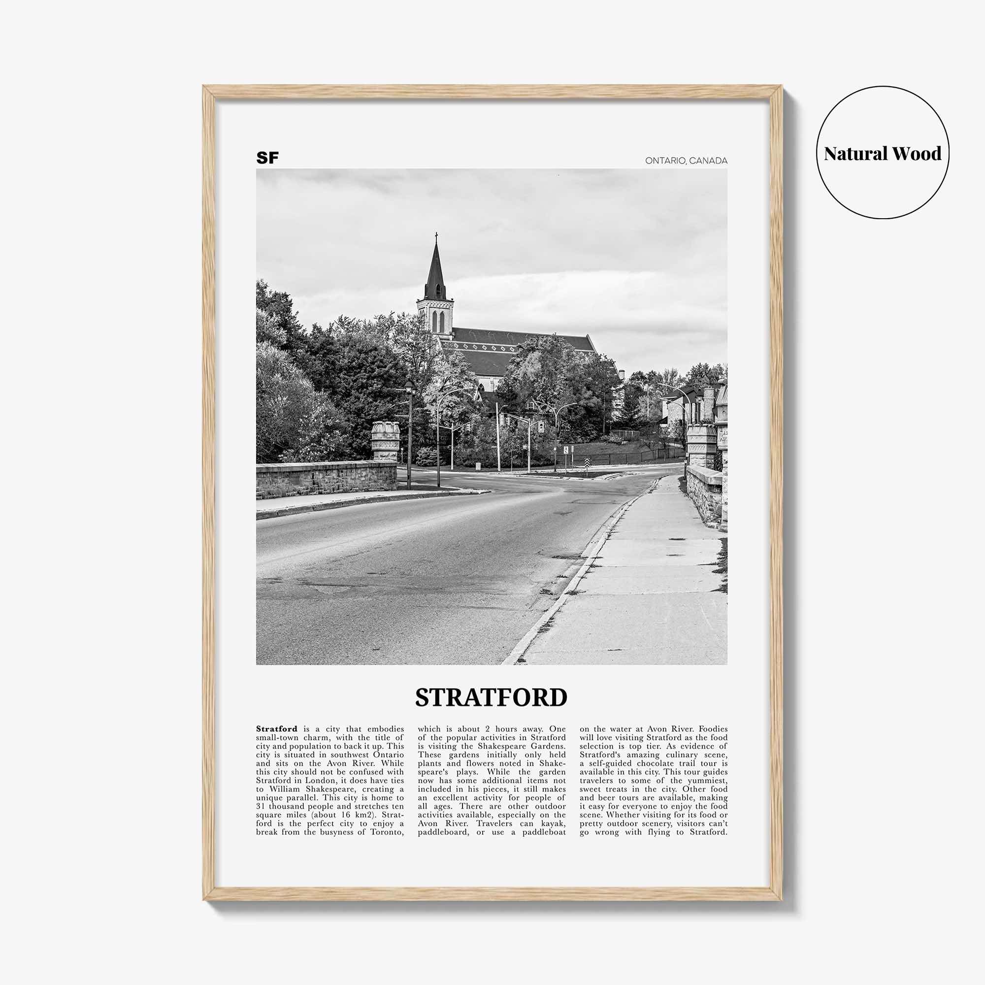 Stratford Print Black and White Canada, Stratford Wall Art, Stratford Poster, Stratford Photo, Stratford Décor Stratford Map Ontario