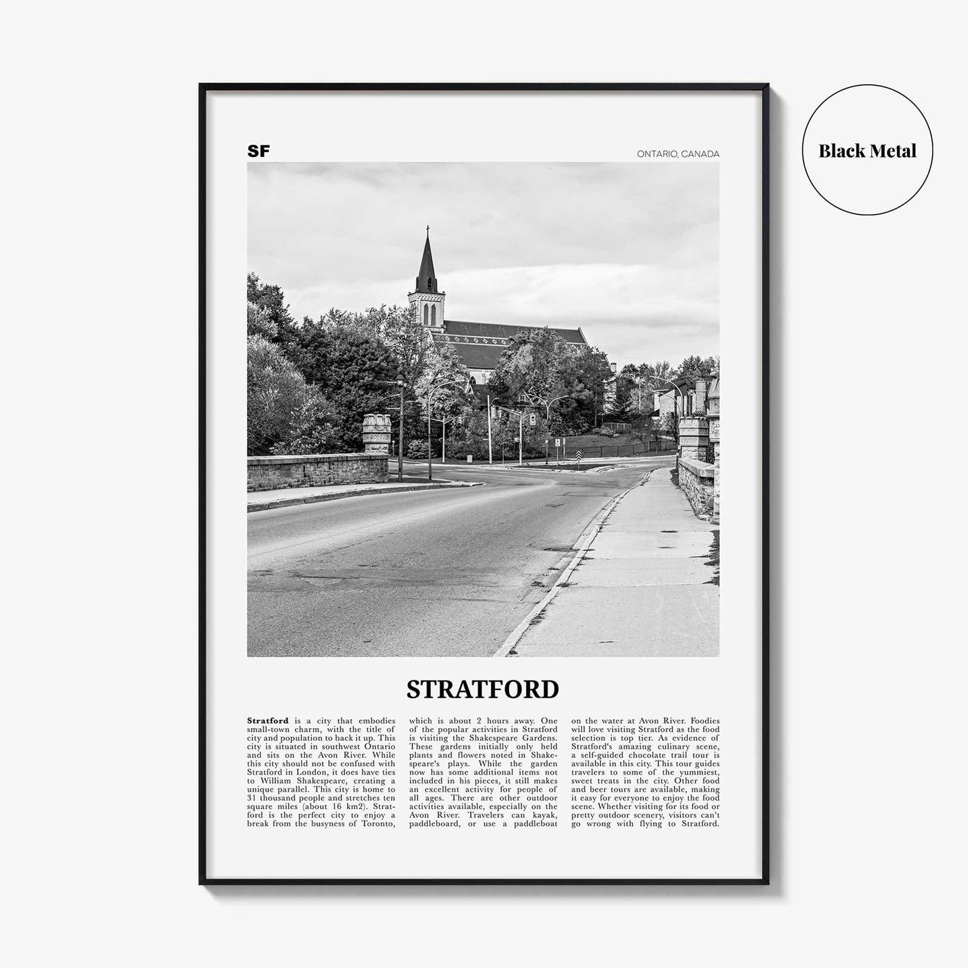 Stratford Print Black and White Canada, Stratford Wall Art, Stratford Poster, Stratford Photo, Stratford Décor Stratford Map Ontario