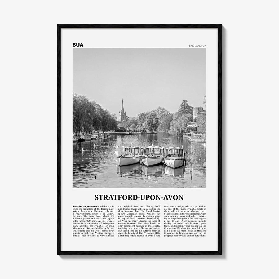 Stratford Upon Avon Print Black and White, Stratford-upon-Avon Wall Art, Stratford-upon-Avon Poster, Stratford-upon-Avon Photo, England, UK
