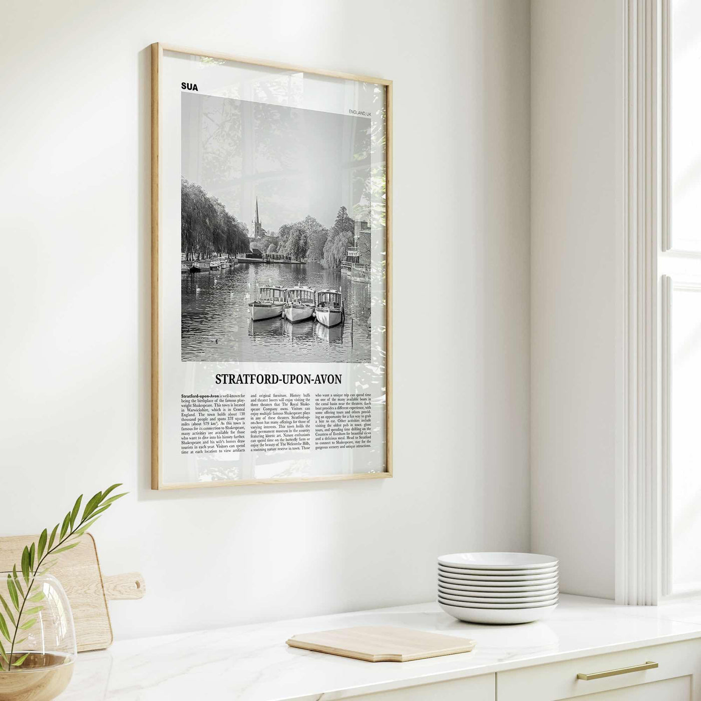 Stratford Upon Avon Print Black and White, Stratford-upon-Avon Wall Art, Stratford-upon-Avon Poster, Stratford-upon-Avon Photo, England, UK
