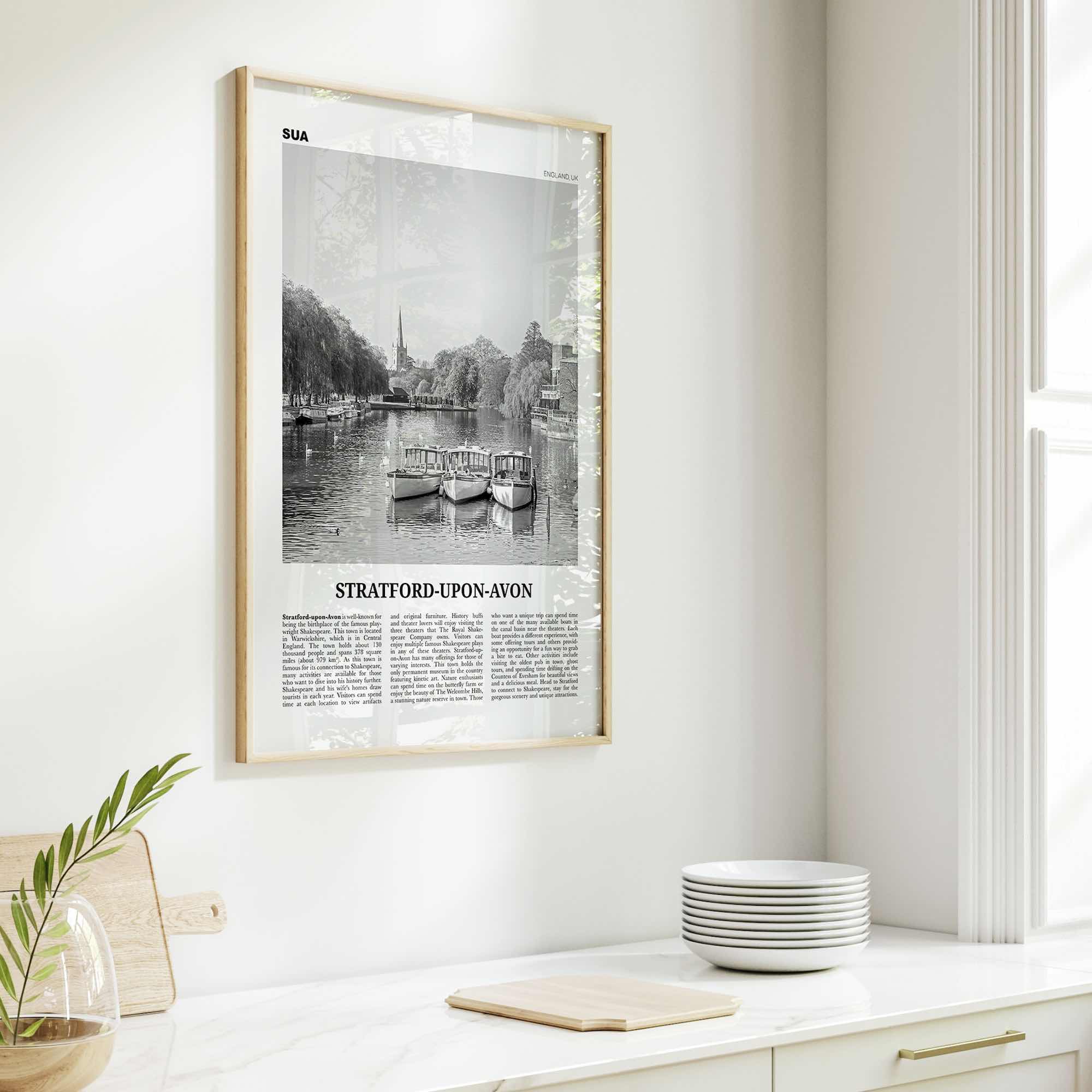 Stratford Upon Avon Print Black and White, Stratford-upon-Avon Wall Art, Stratford-upon-Avon Poster, Stratford-upon-Avon Photo, England, UK