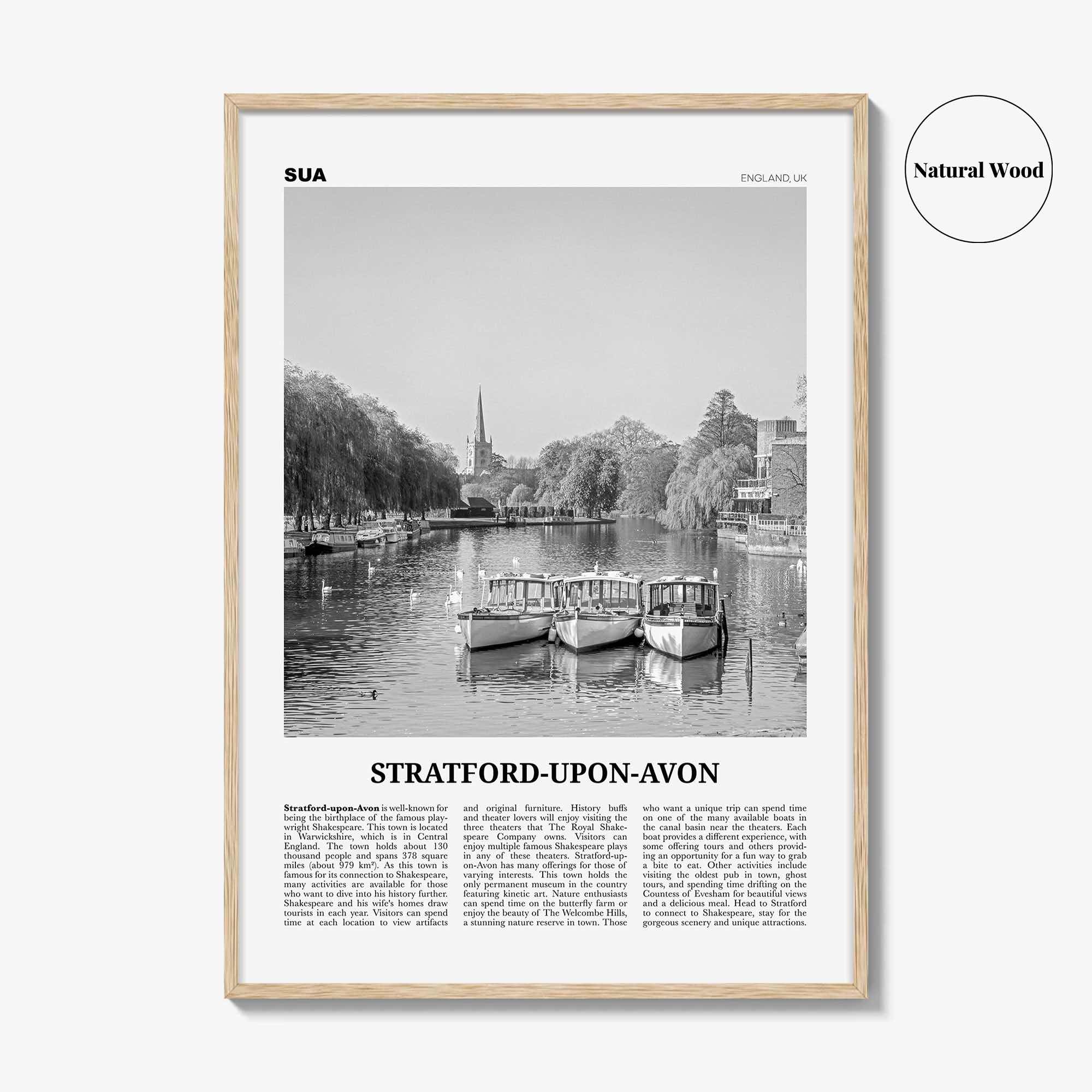 Stratford Upon Avon Print Black and White, Stratford-upon-Avon Wall Art, Stratford-upon-Avon Poster, Stratford-upon-Avon Photo, England, UK