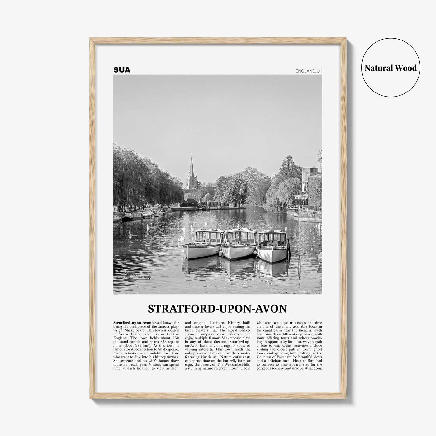 Stratford Upon Avon Print Black and White, Stratford-upon-Avon Wall Art, Stratford-upon-Avon Poster, Stratford-upon-Avon Photo, England, UK