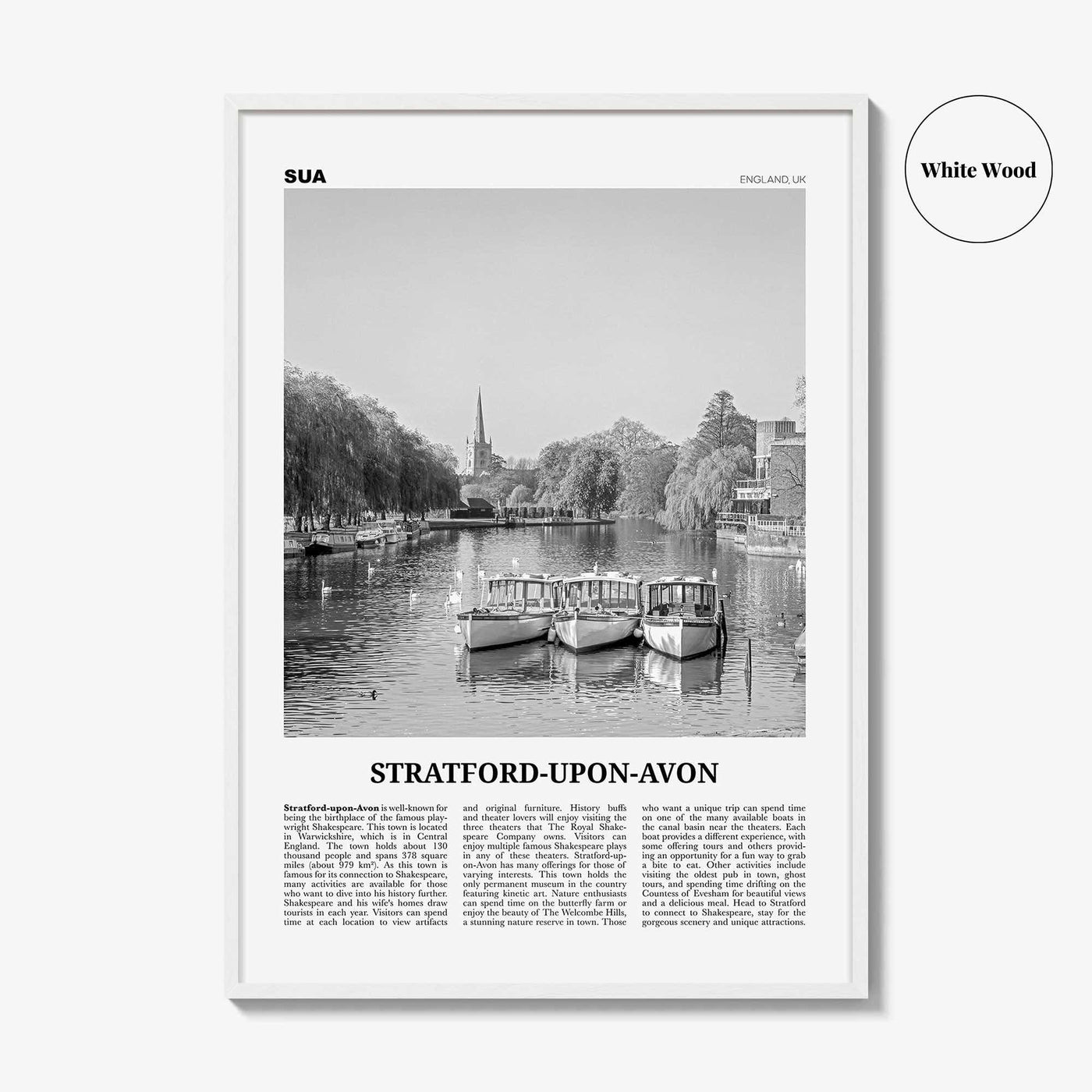 Stratford Upon Avon Print Black and White, Stratford-upon-Avon Wall Art, Stratford-upon-Avon Poster, Stratford-upon-Avon Photo, England, UK