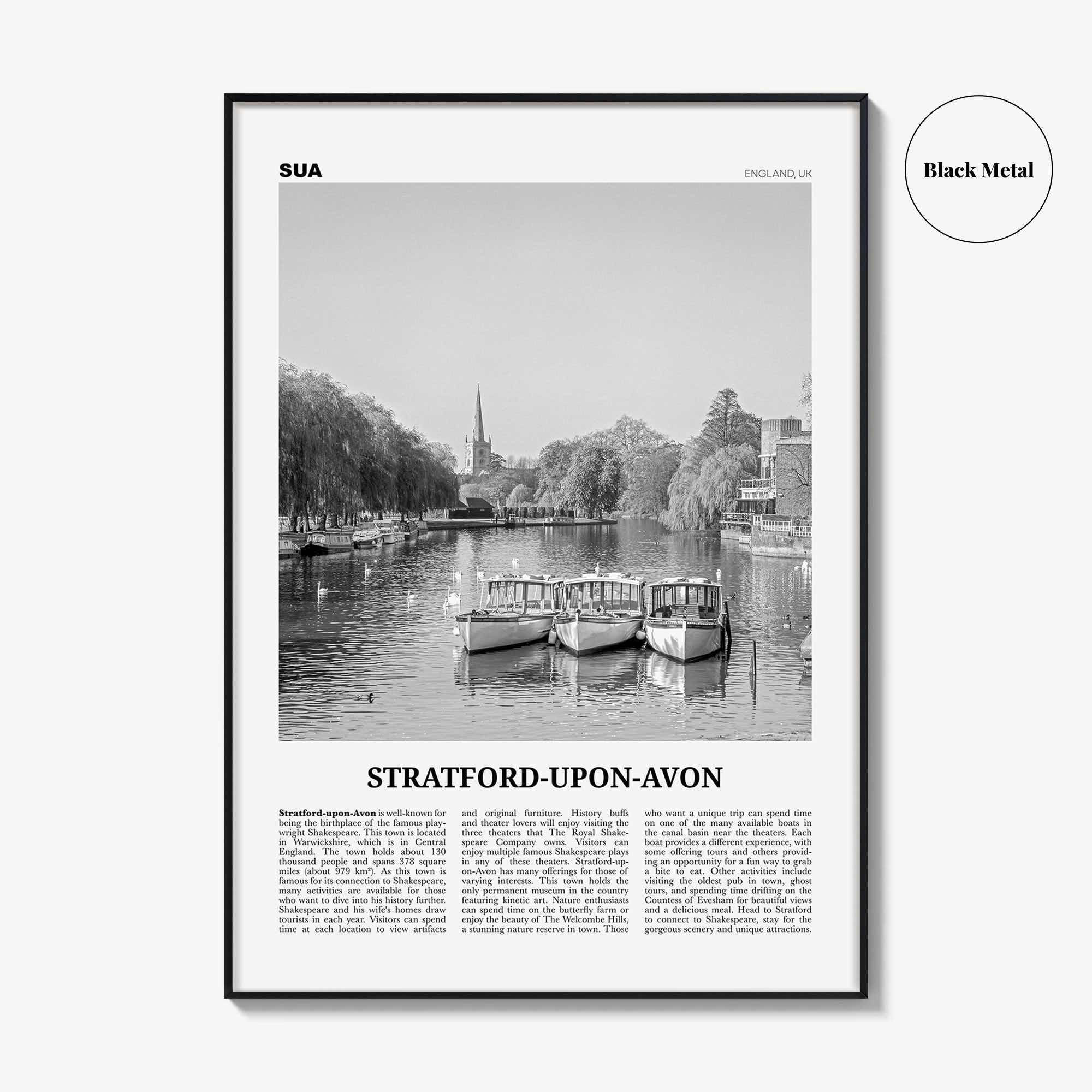 Stratford Upon Avon Print Black and White, Stratford-upon-Avon Wall Art, Stratford-upon-Avon Poster, Stratford-upon-Avon Photo, England, UK