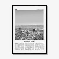 Studio City Print Black and White, Studio City Wall Art, Studio City Poster, Studio City Photo, Los Angeles, California, USA