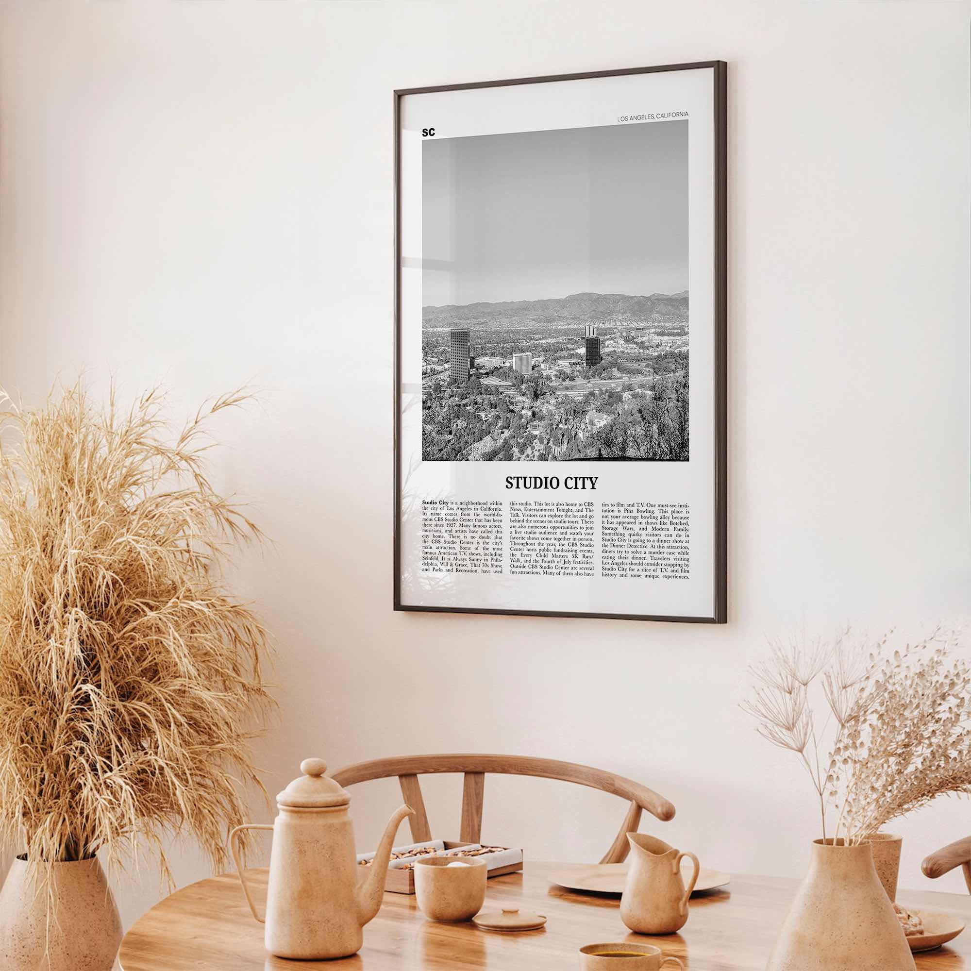 Studio City Print Black and White, Studio City Wall Art, Studio City Poster, Studio City Photo, Los Angeles, California, USA