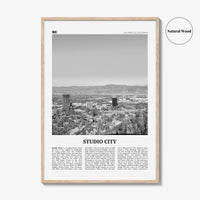 Studio City Print Black and White, Studio City Wall Art, Studio City Poster, Studio City Photo, Los Angeles, California, USA