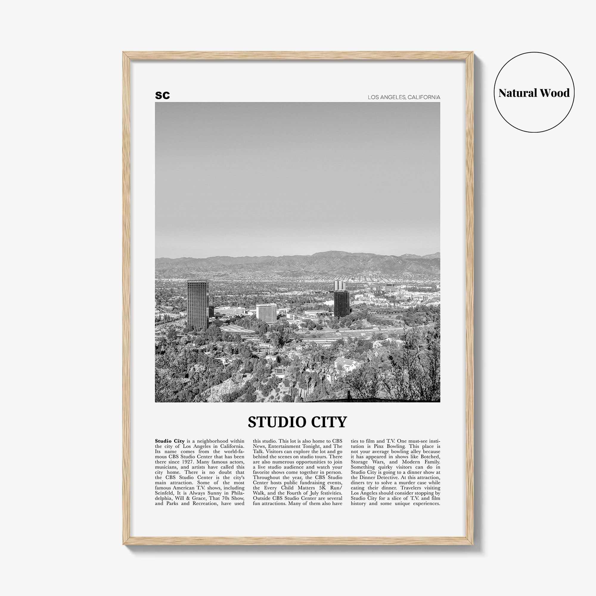 Studio City Print Black and White, Studio City Wall Art, Studio City Poster, Studio City Photo, Los Angeles, California, USA