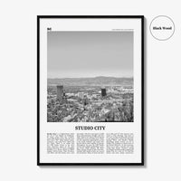 Studio City Print Black and White, Studio City Wall Art, Studio City Poster, Studio City Photo, Los Angeles, California, USA