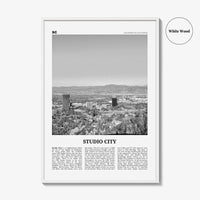 Studio City Print Black and White, Studio City Wall Art, Studio City Poster, Studio City Photo, Los Angeles, California, USA