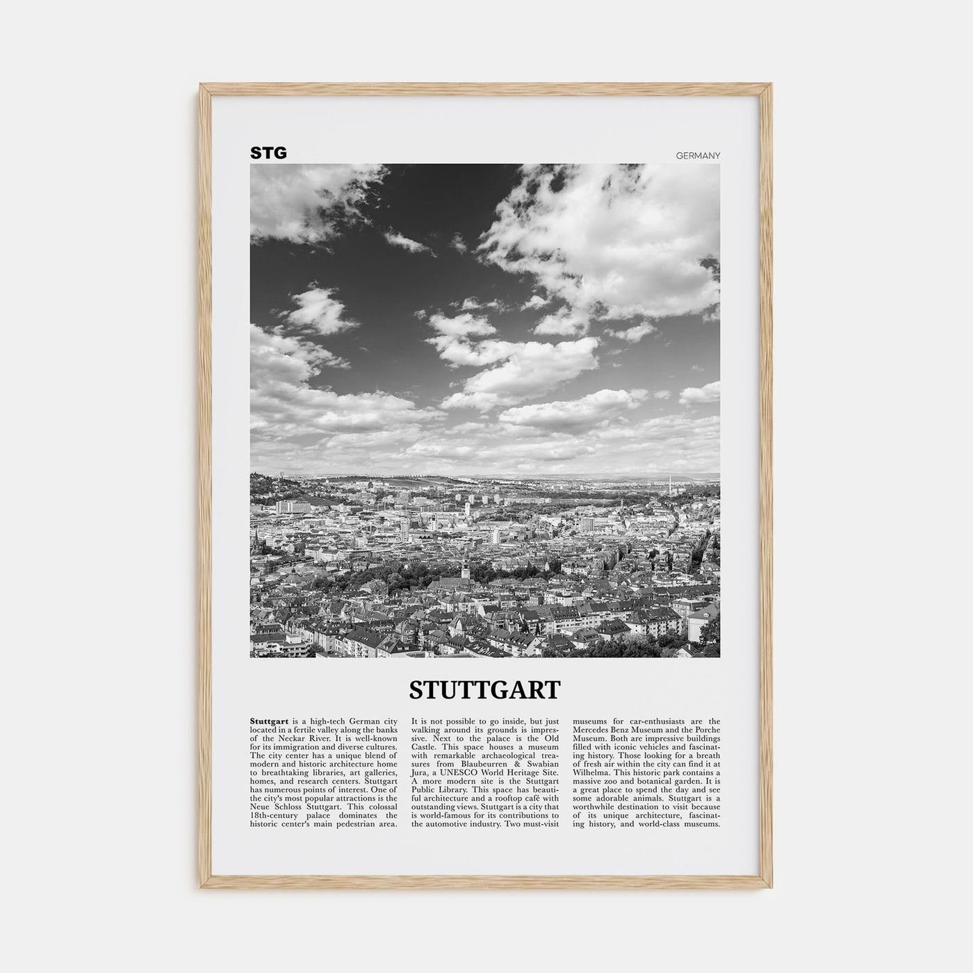 Stuttgart Travel B&W Poster