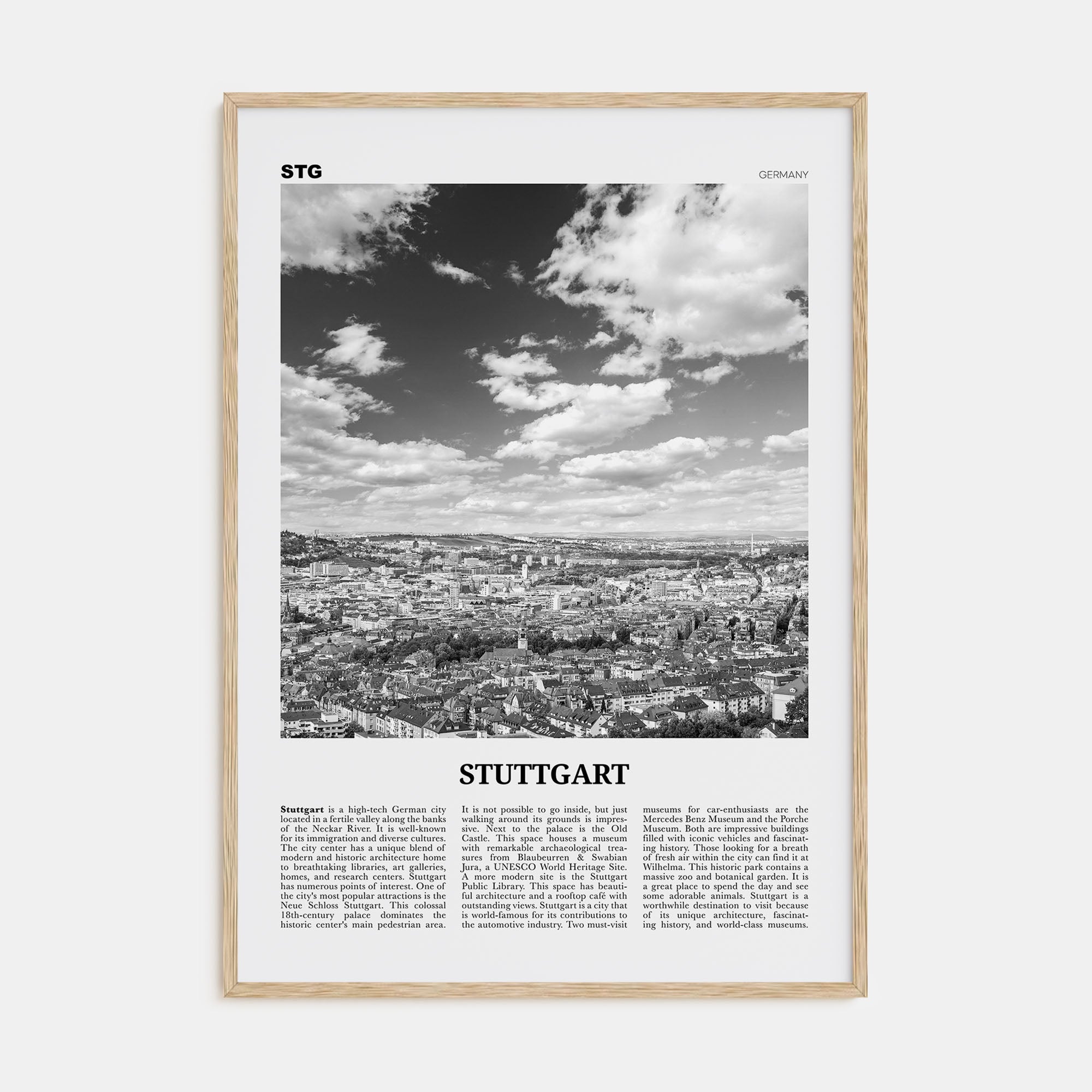 Stuttgart Travel B&W Poster