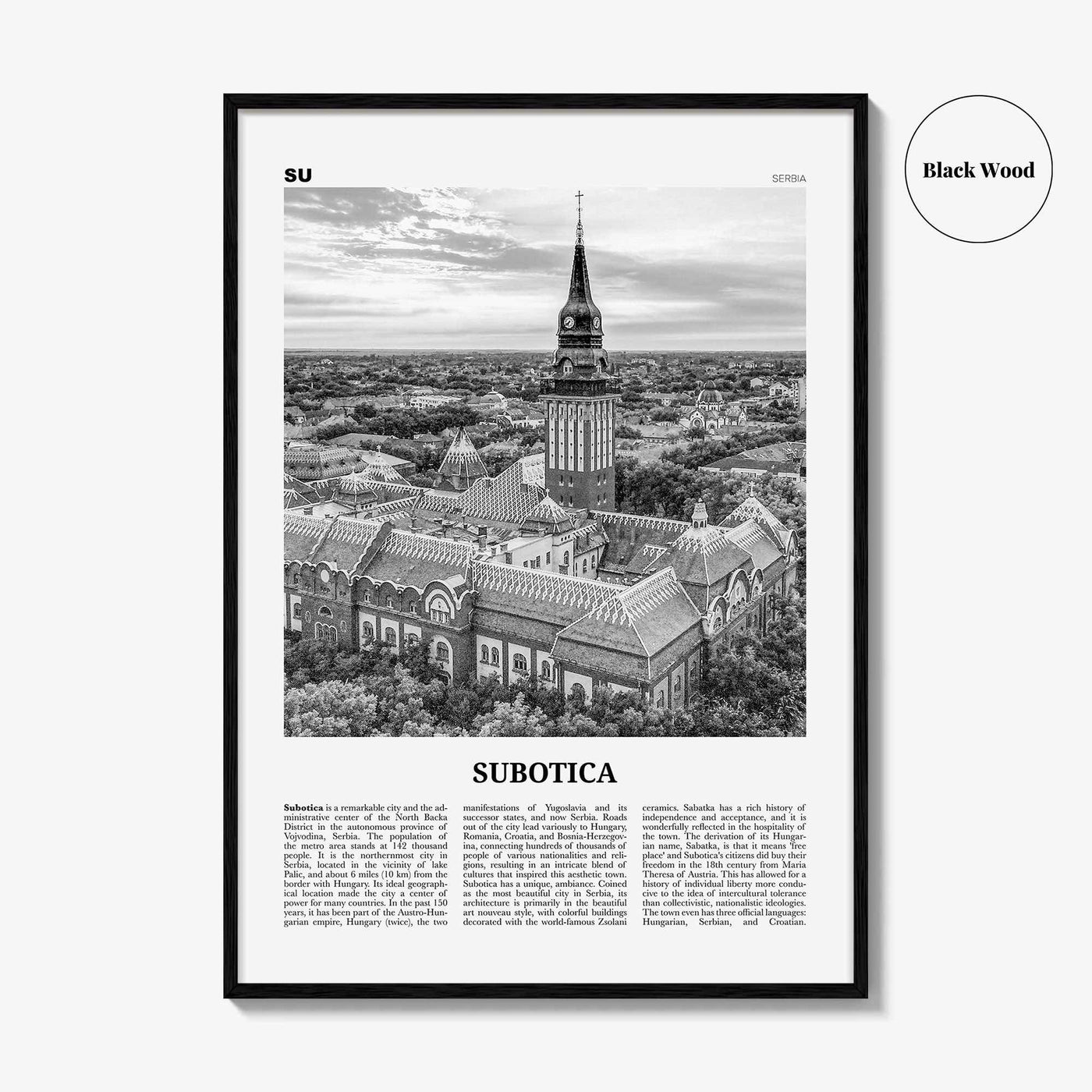Subotica Print Black and White, Subotica Wall Art, Subotica Poster, Subotica Photo, Subotica Wall Décor, Serbia, Суботица, Szabadka
