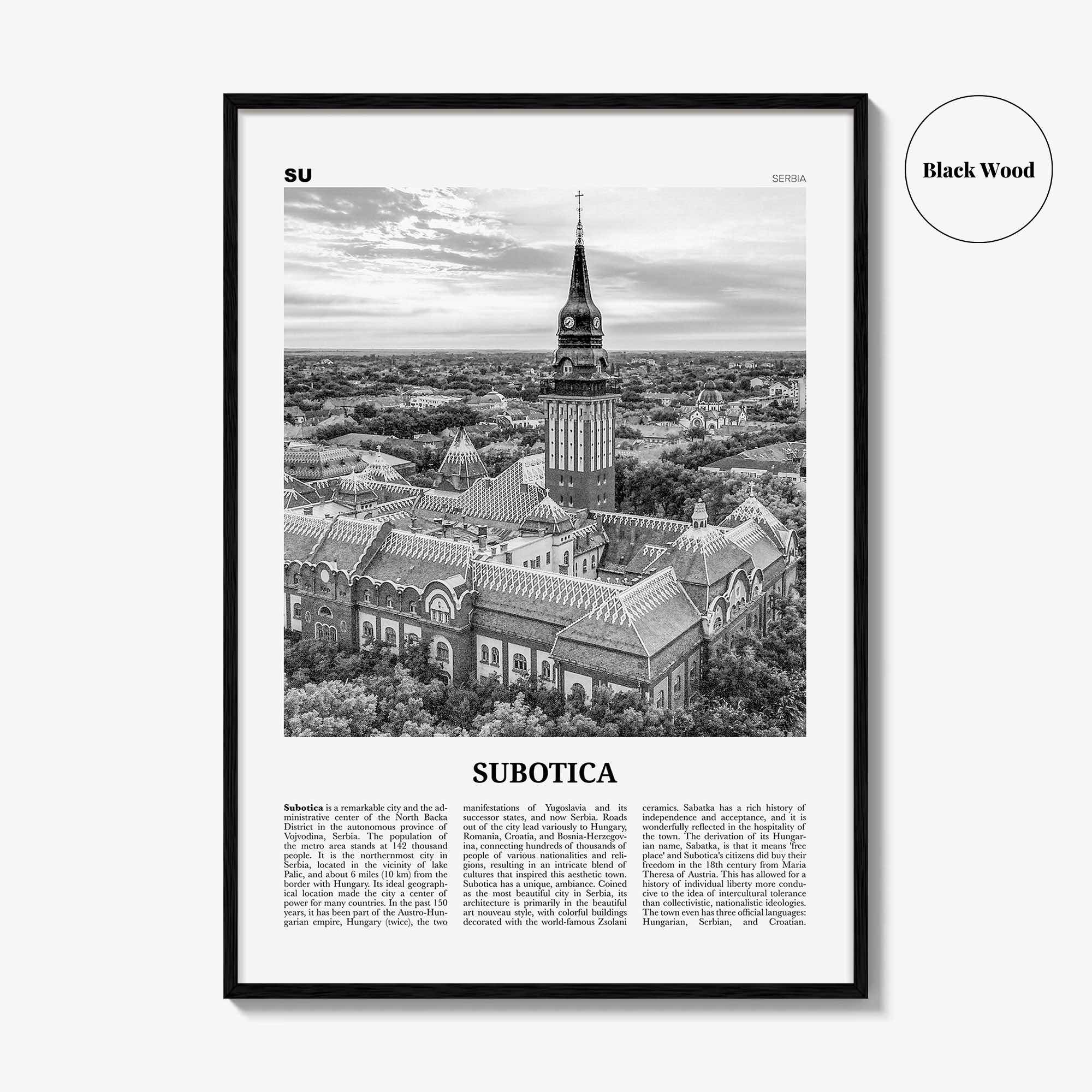 Subotica Print Black and White, Subotica Wall Art, Subotica Poster, Subotica Photo, Subotica Wall Décor, Serbia, Суботица, Szabadka