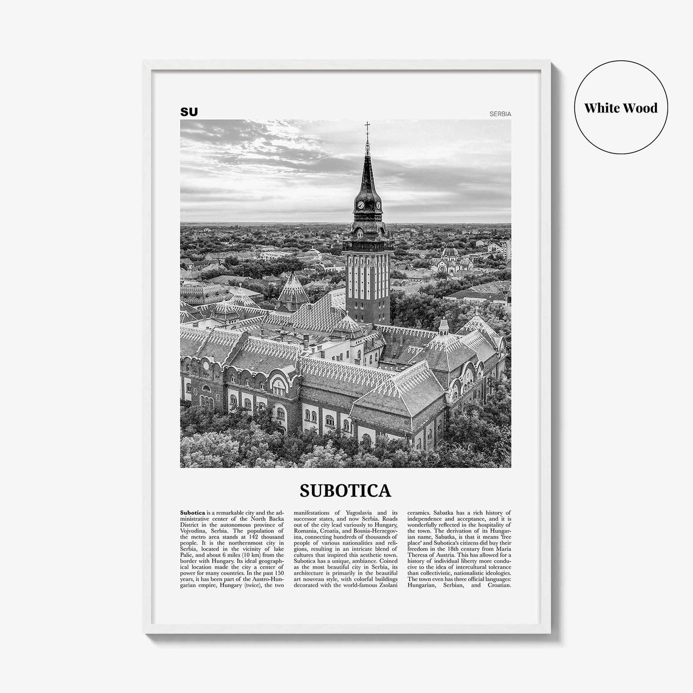 Subotica Print Black and White, Subotica Wall Art, Subotica Poster, Subotica Photo, Subotica Wall Décor, Serbia, Суботица, Szabadka