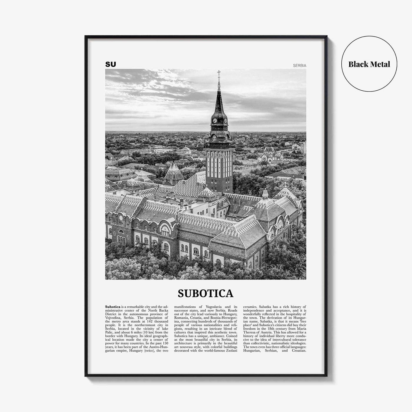Subotica Print Black and White, Subotica Wall Art, Subotica Poster, Subotica Photo, Subotica Wall Décor, Serbia, Суботица, Szabadka