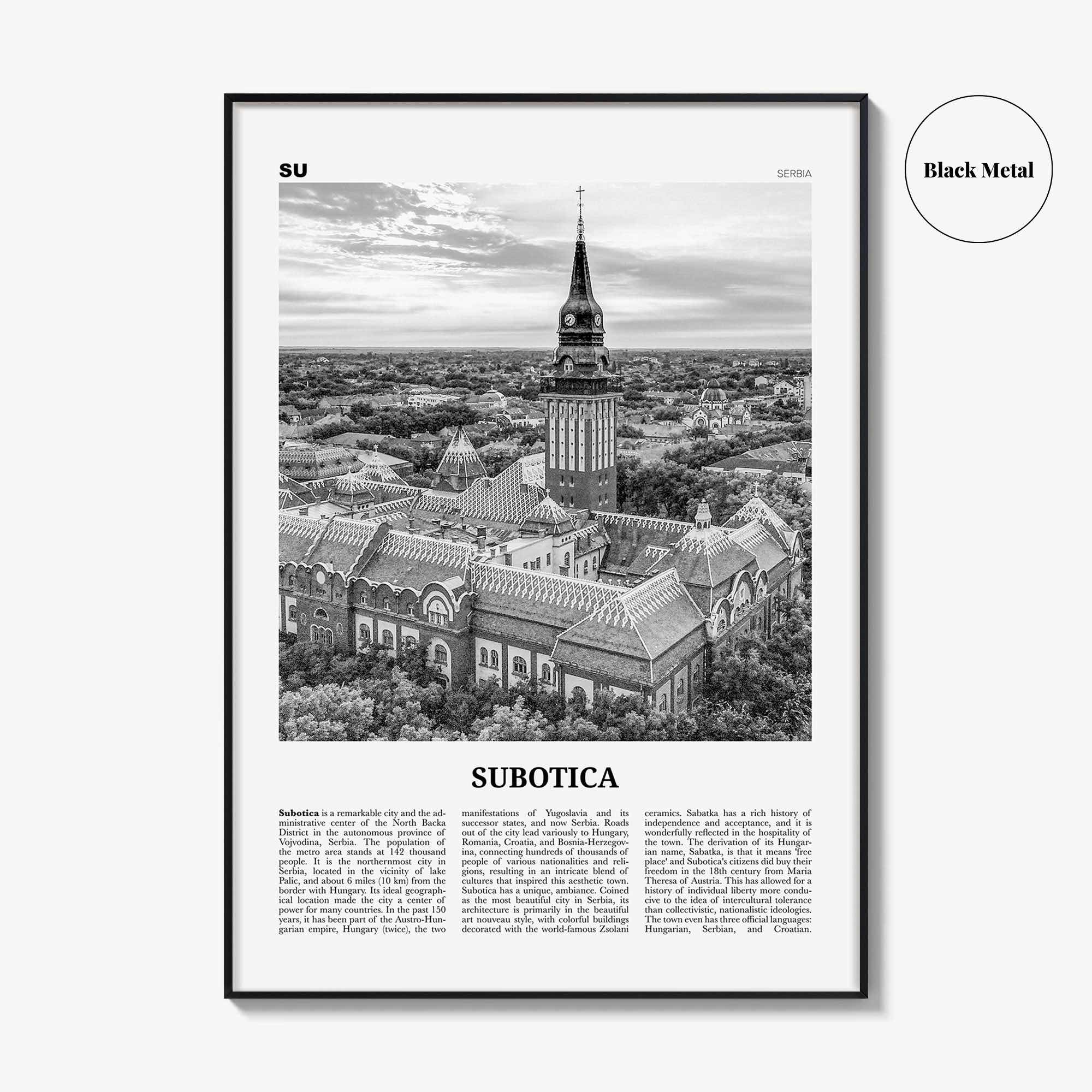 Subotica Print Black and White, Subotica Wall Art, Subotica Poster, Subotica Photo, Subotica Wall Décor, Serbia, Суботица, Szabadka