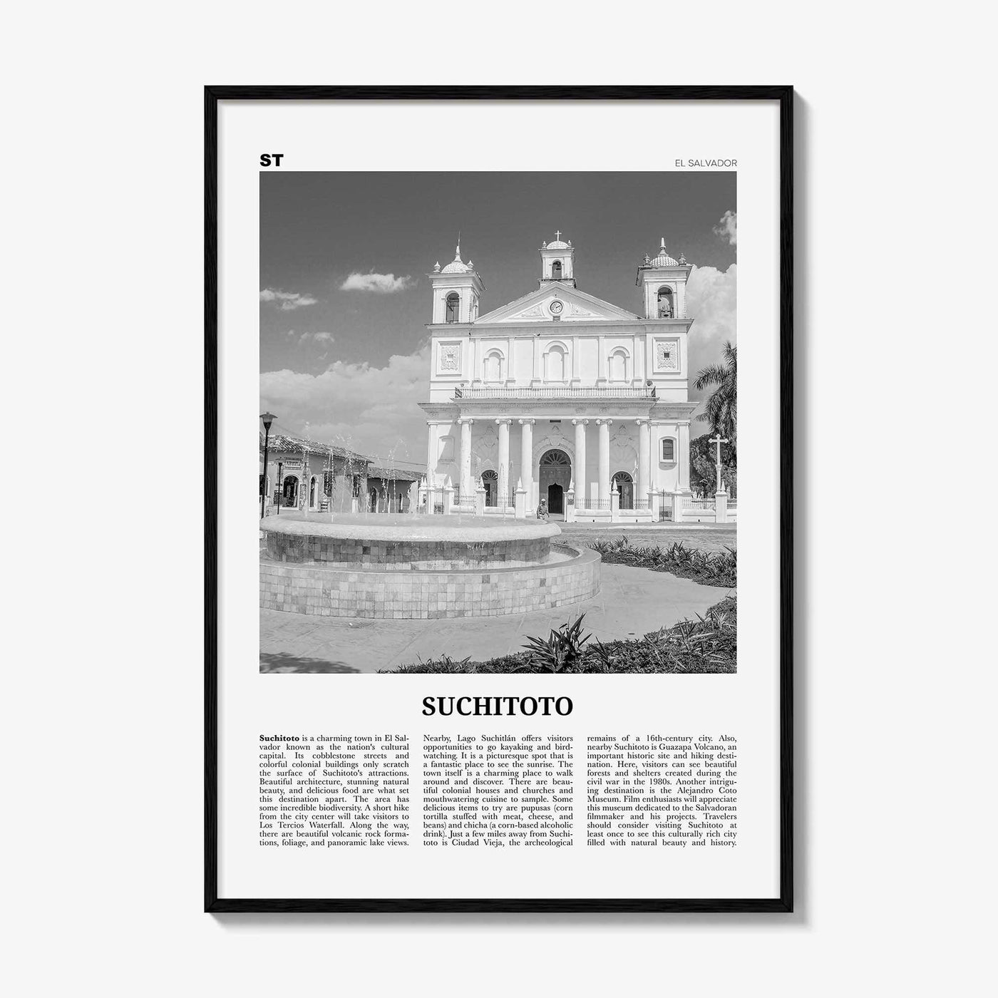 Suchitoto Print Black and White, Suchitoto Wall Art, Suchitoto Poster, Suchitoto Photo, Suchitoto Wall Décor, El Salvador