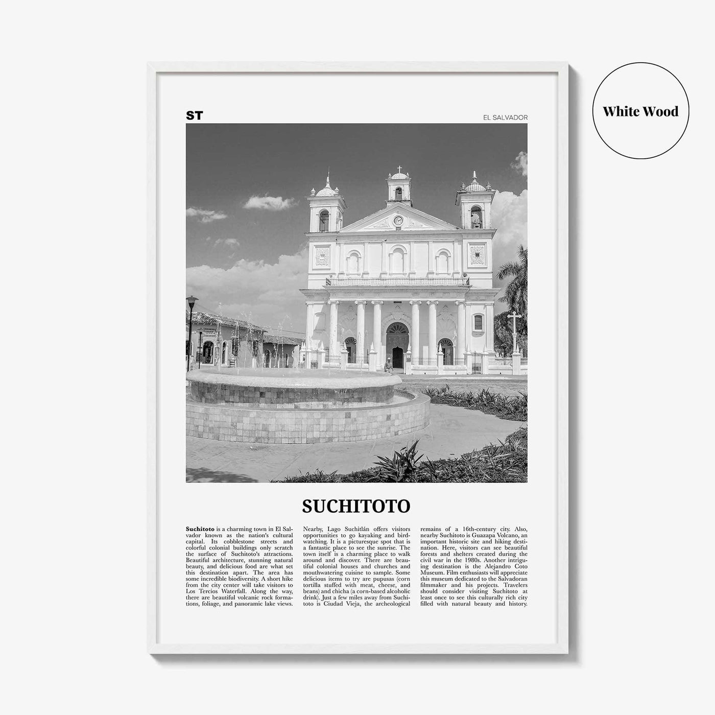 Suchitoto Print Black and White, Suchitoto Wall Art, Suchitoto Poster, Suchitoto Photo, Suchitoto Wall Décor, El Salvador