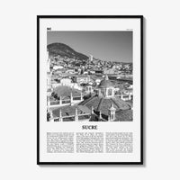Sucre Print Black and White, Sucre Wall Art, Sucre Poster, Sucre Photo, Sucre Wall Décor, Sucre Map, Bolivia