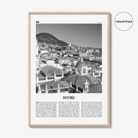 Sucre Print Black and White, Sucre Wall Art, Sucre Poster, Sucre Photo, Sucre Wall Décor, Sucre Map, Bolivia