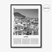 Sucre Print Black and White, Sucre Wall Art, Sucre Poster, Sucre Photo, Sucre Wall Décor, Sucre Map, Bolivia