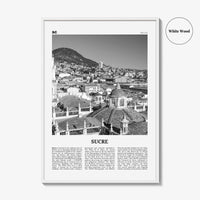 Sucre Print Black and White, Sucre Wall Art, Sucre Poster, Sucre Photo, Sucre Wall Décor, Sucre Map, Bolivia