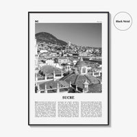 Sucre Print Black and White, Sucre Wall Art, Sucre Poster, Sucre Photo, Sucre Wall Décor, Sucre Map, Bolivia
