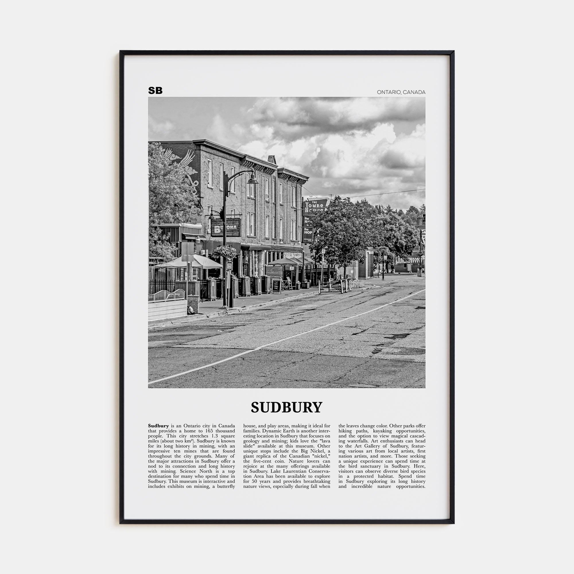 Sudbury Travel B&W Poster