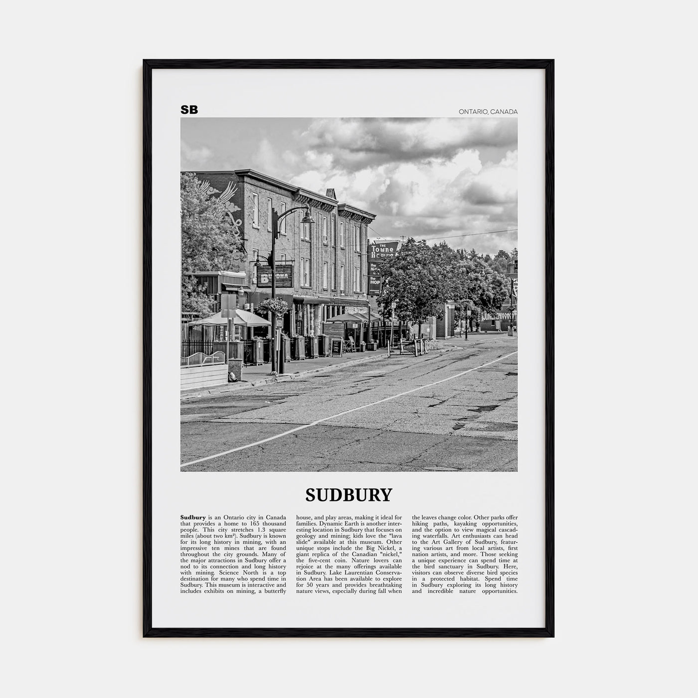 Sudbury Travel B&W Poster