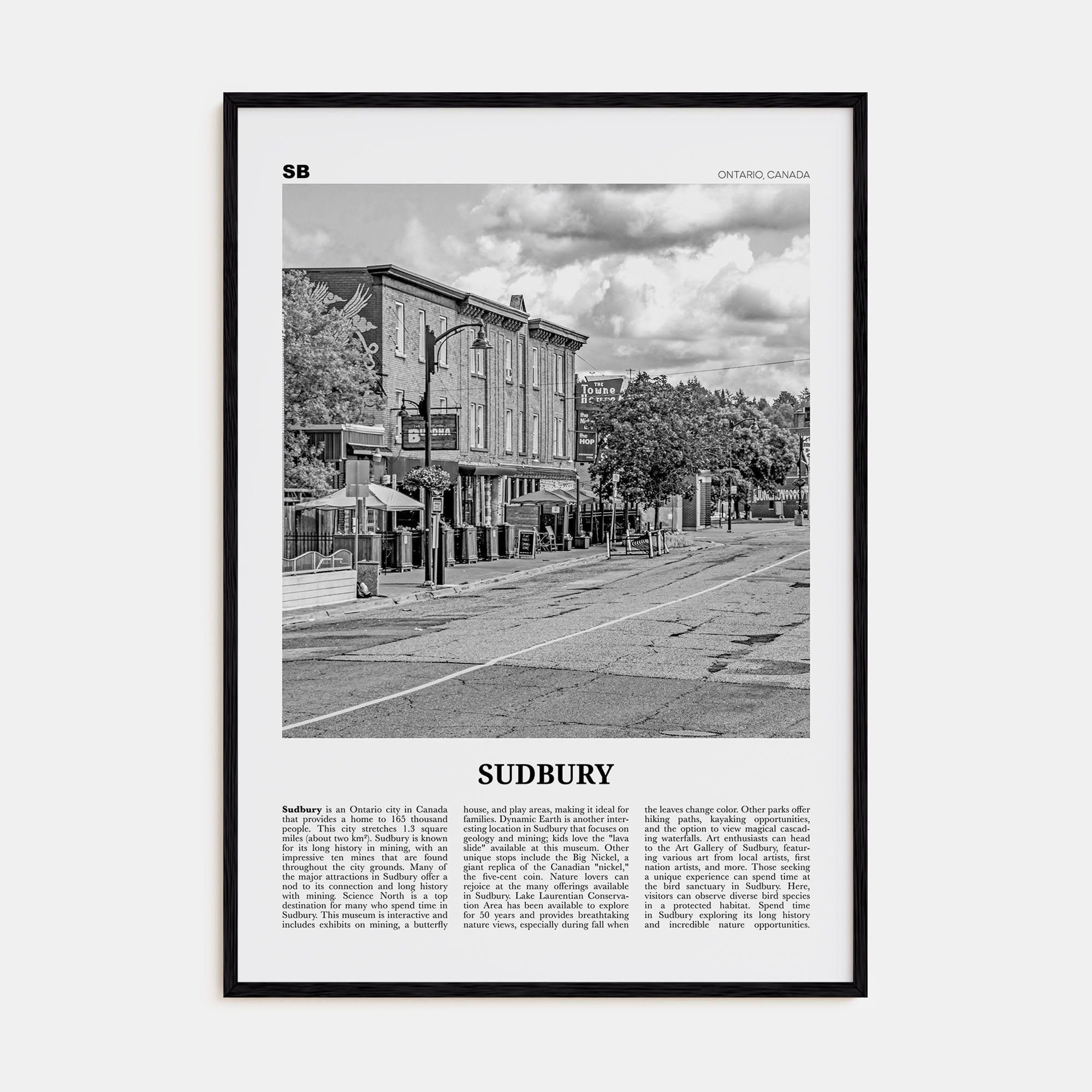 Sudbury Travel B&W Poster