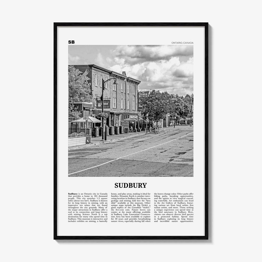 Sudbury Print Black and White, Sudbury Wall Art, Sudbury Poster, Sudbury Photo, Sudbury Wall Décor, Sudbury Map, Ontario, Canada