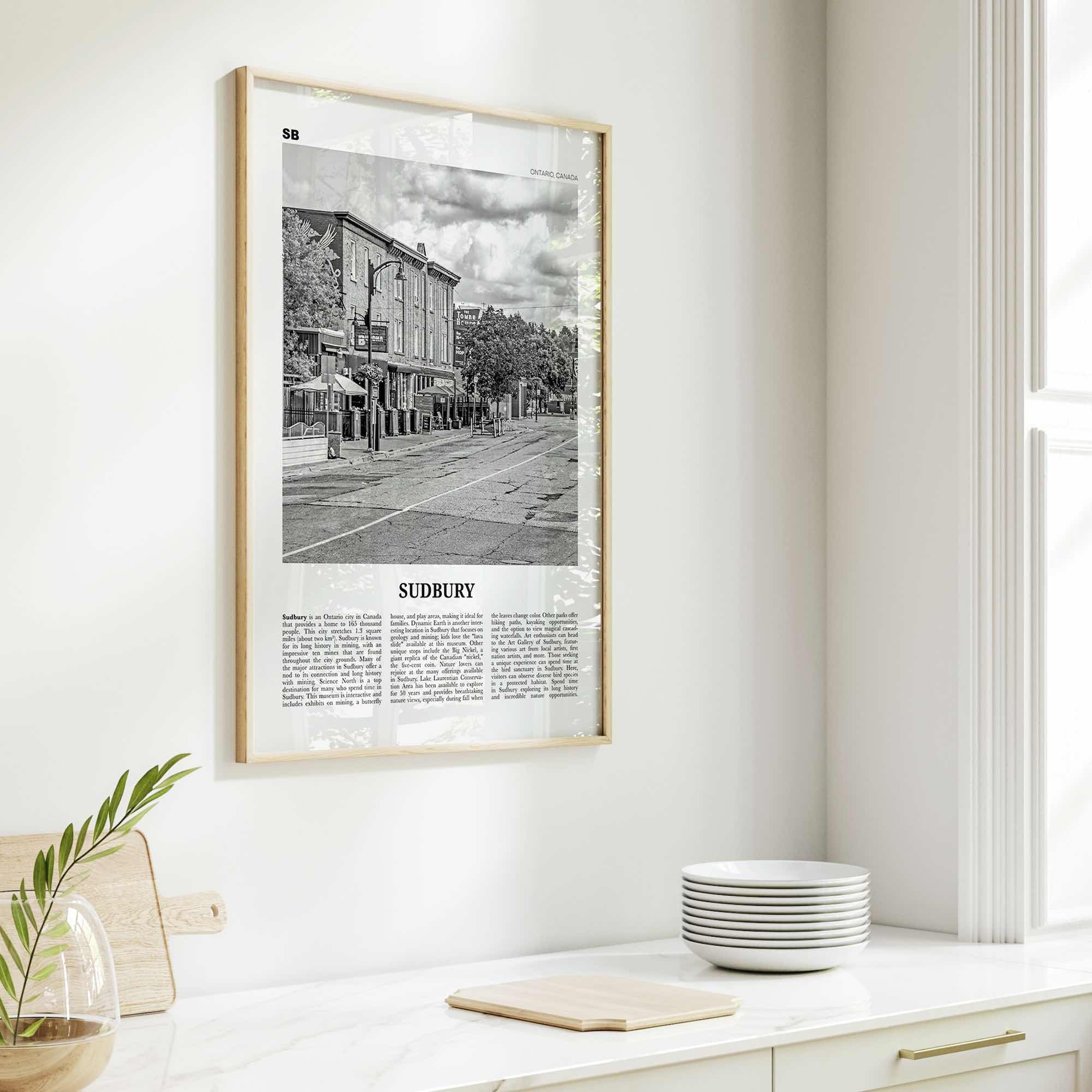 Sudbury Print Black and White, Sudbury Wall Art, Sudbury Poster, Sudbury Photo, Sudbury Wall Décor, Sudbury Map, Ontario, Canada