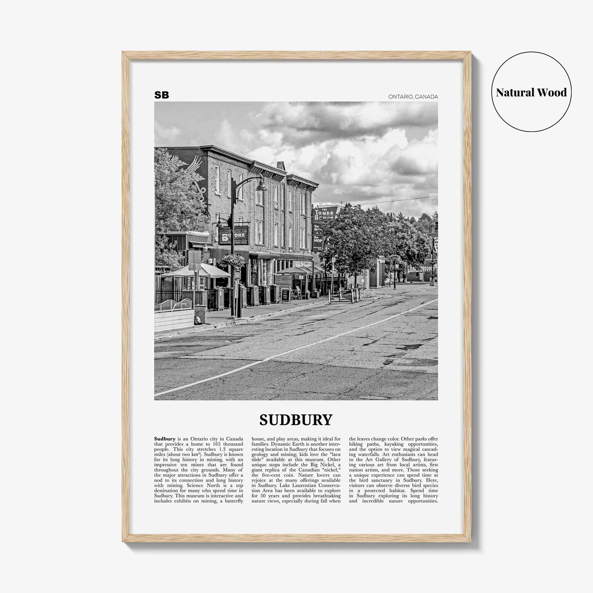 Sudbury Print Black and White, Sudbury Wall Art, Sudbury Poster, Sudbury Photo, Sudbury Wall Décor, Sudbury Map, Ontario, Canada