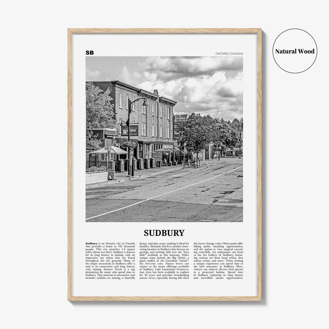 Sudbury Print Black and White, Sudbury Wall Art, Sudbury Poster, Sudbury Photo, Sudbury Wall Décor, Sudbury Map, Ontario, Canada