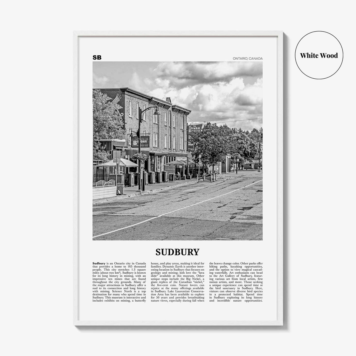 Sudbury Print Black and White, Sudbury Wall Art, Sudbury Poster, Sudbury Photo, Sudbury Wall Décor, Sudbury Map, Ontario, Canada