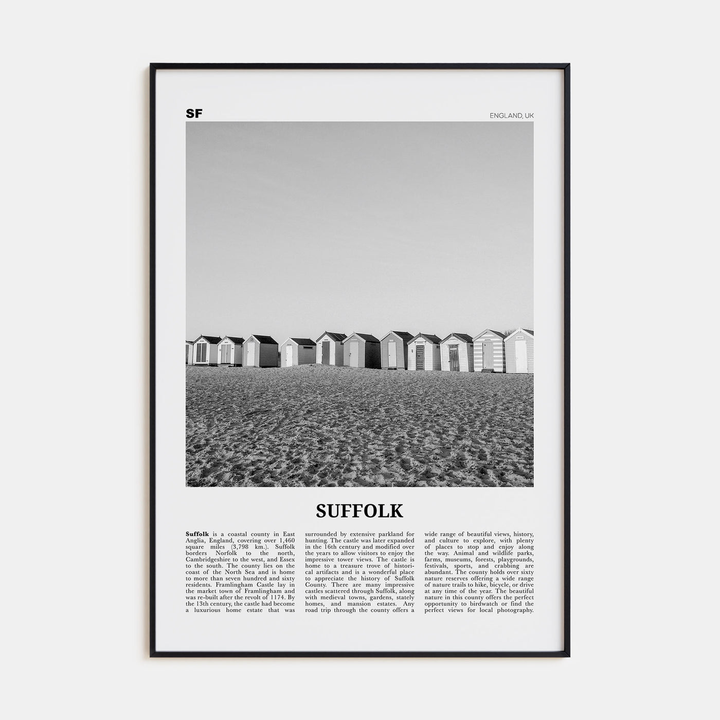 Suffolk Travel B&W Poster