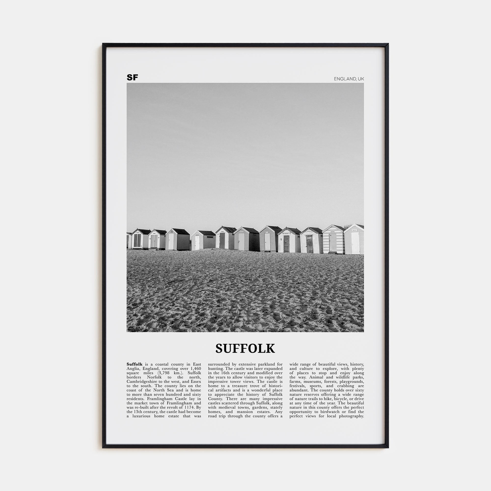 Suffolk Travel B&W Poster