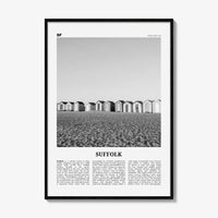 Suffolk Print Black and White, Suffolk Wall Art, Suffolk Poster, Suffolk Photo, Suffolk Map, England, UK, United Kingdom