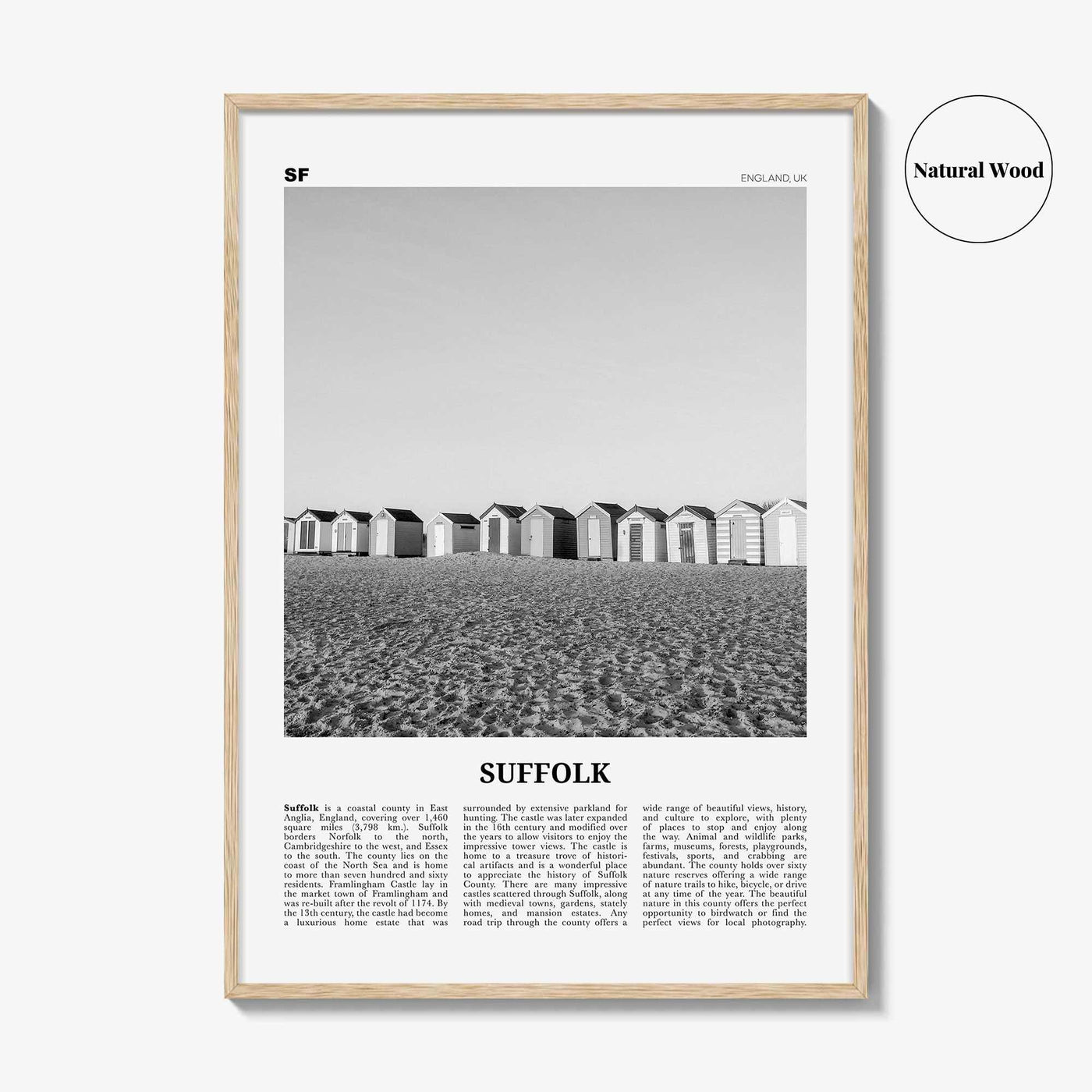 Suffolk Print Black and White, Suffolk Wall Art, Suffolk Poster, Suffolk Photo, Suffolk Map, England, UK, United Kingdom