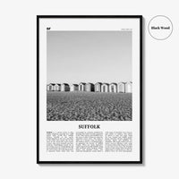 Suffolk Print Black and White, Suffolk Wall Art, Suffolk Poster, Suffolk Photo, Suffolk Map, England, UK, United Kingdom