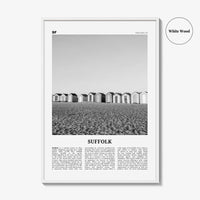 Suffolk Print Black and White, Suffolk Wall Art, Suffolk Poster, Suffolk Photo, Suffolk Map, England, UK, United Kingdom