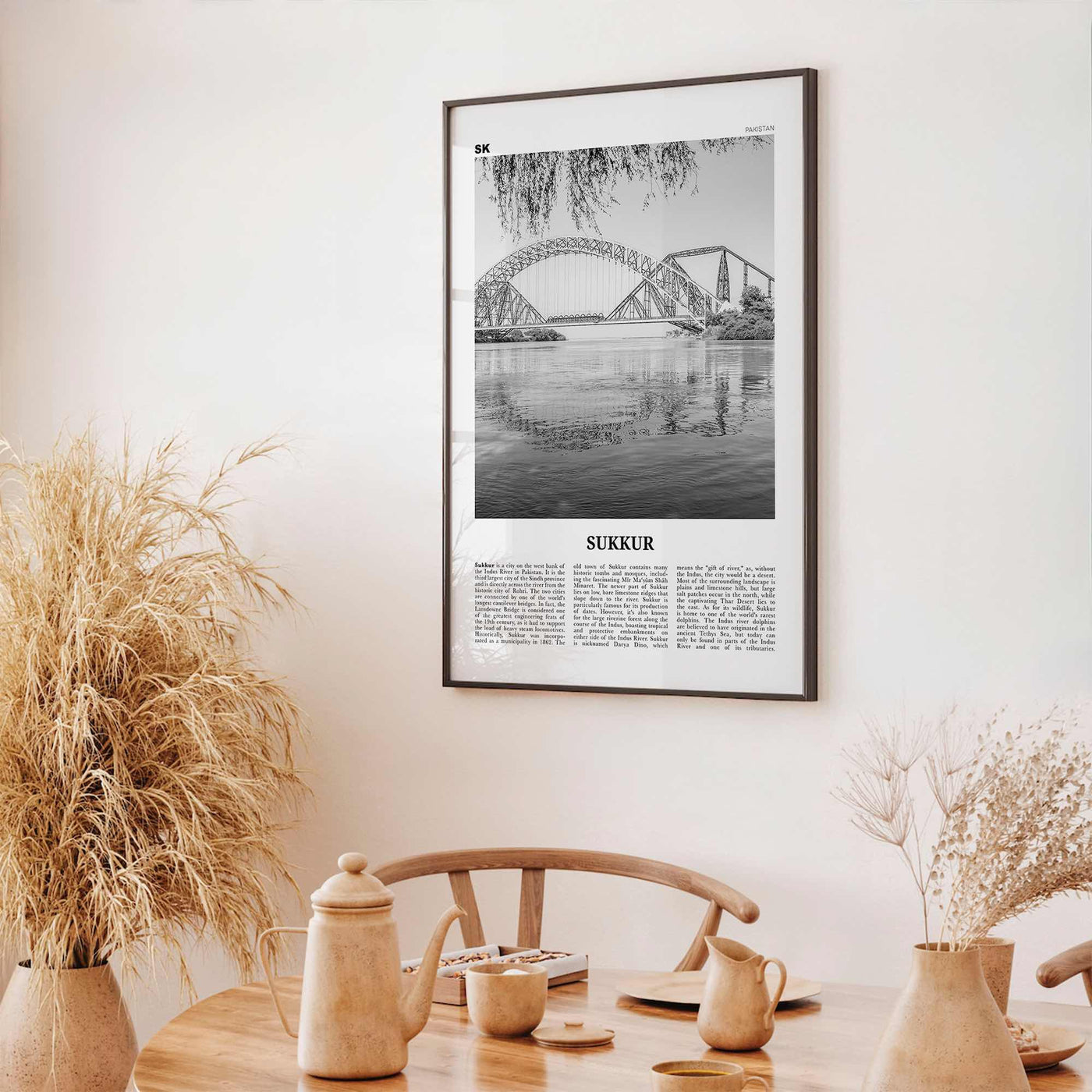 Sukkur Print Black and White, Sukkur Wall Art, Sukkur Poster, Sukkur Photo, Sukkur Wall Décor, Sukkur Map, Pakistan