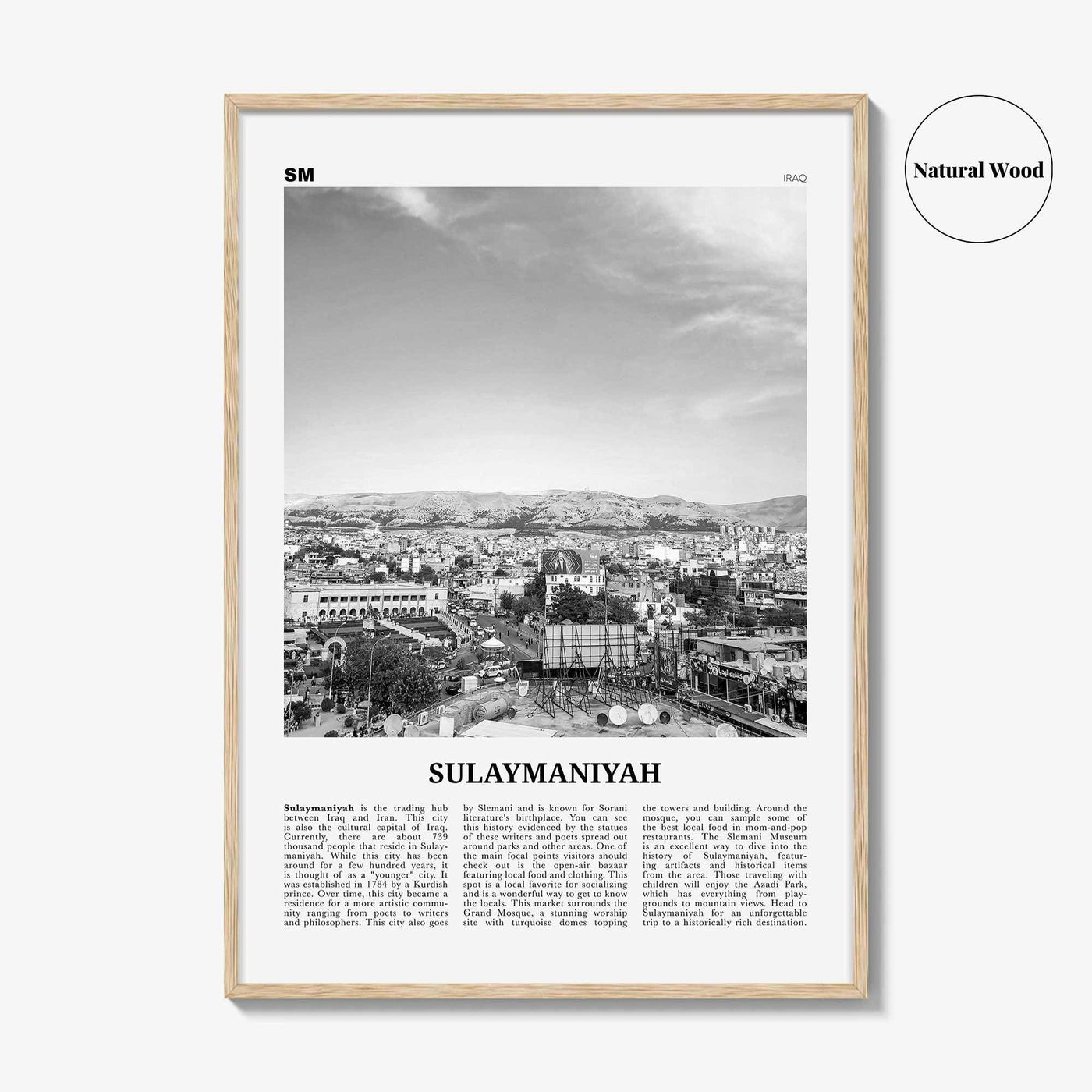 Sulaymaniyah Print Black and White, Sulaymaniyah Wall Art, Sulaymaniyah Poster, Sulaymaniyah Photo, Sulaymaniyah Wall Décor, Iraq