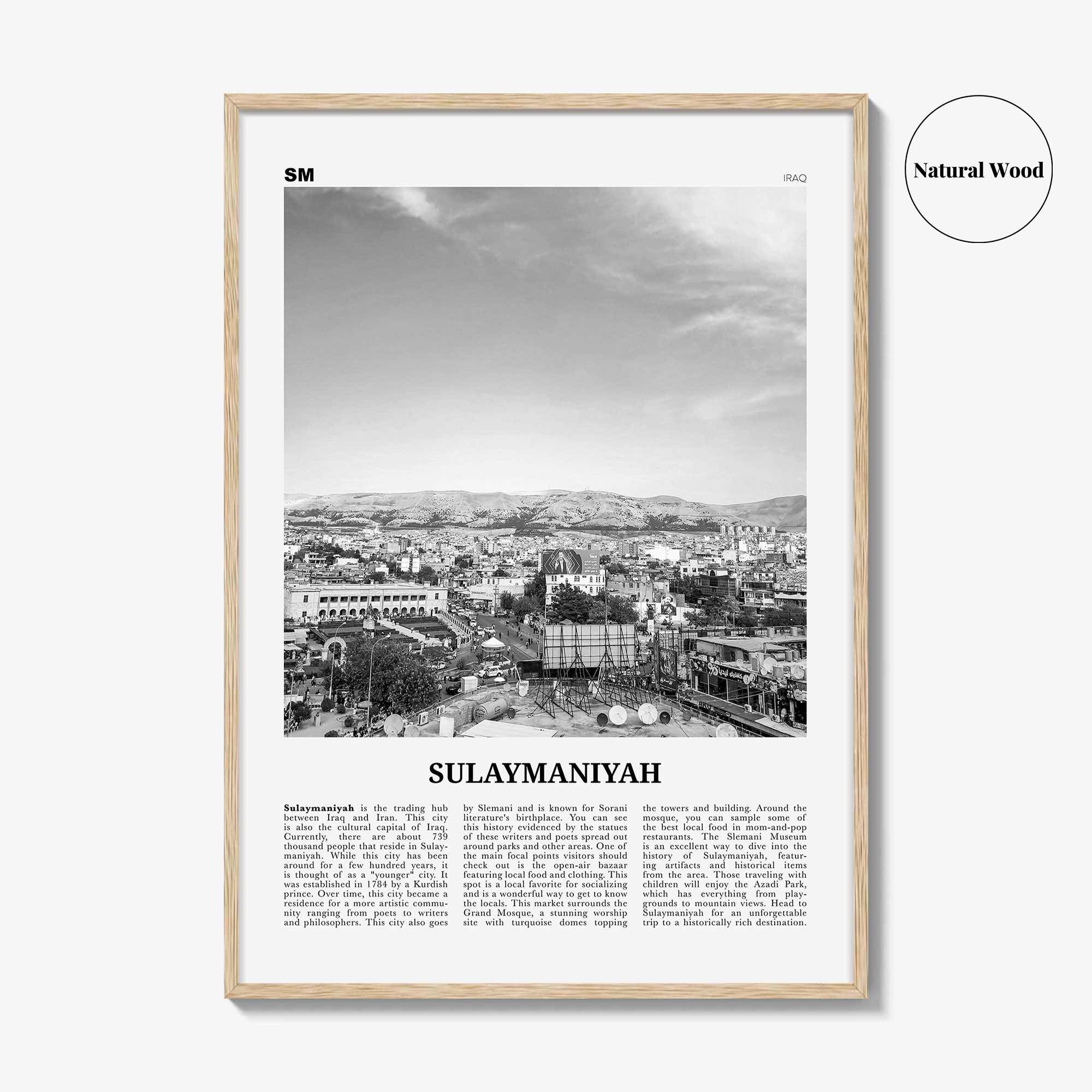 Sulaymaniyah Print Black and White, Sulaymaniyah Wall Art, Sulaymaniyah Poster, Sulaymaniyah Photo, Sulaymaniyah Wall Décor, Iraq